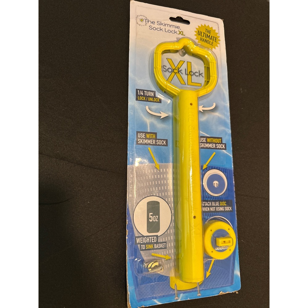 The Skimmie Sock Lock XL Ultimate Skimmer Basket Handle Yellow Weighted 5oz NEW
